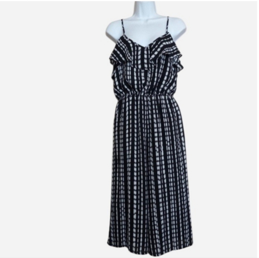 Lily White Striped Wide Leg Cropped Jumpsuit